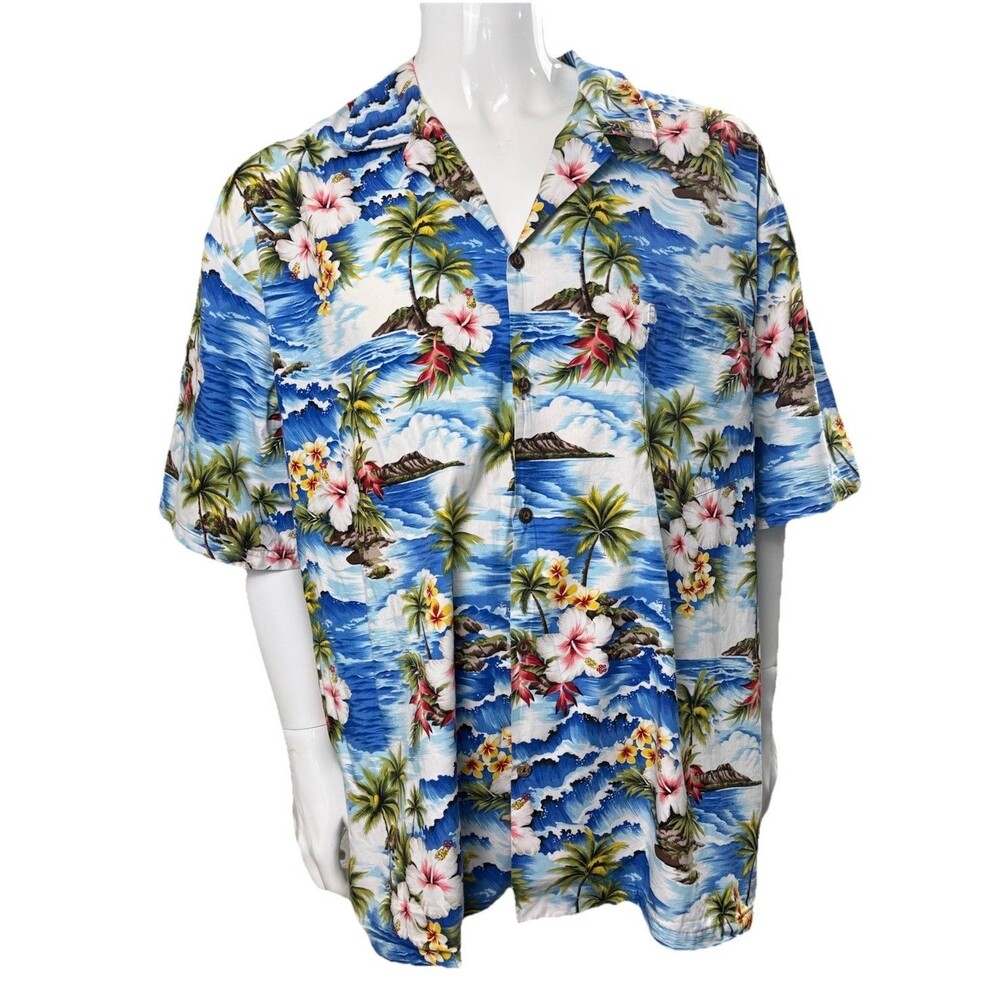 Vintage Pacific Legend Hawaiian Aloha Shirt Floral Tropical Made Hawaii USA 3XL